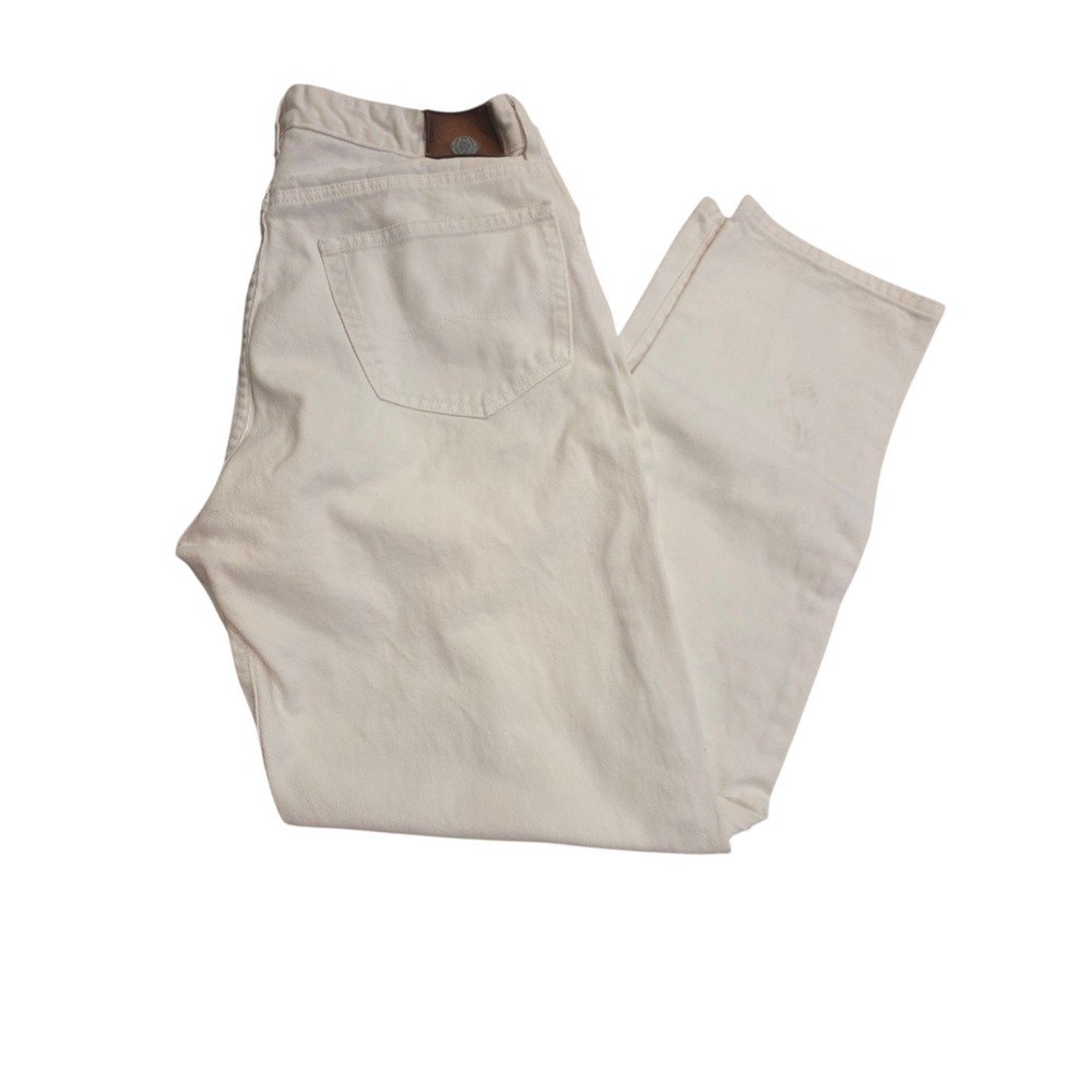VTG Tommy Hilfiger Mens Straight Leg Jeans White Cotton Denim 36x34 Fit 34